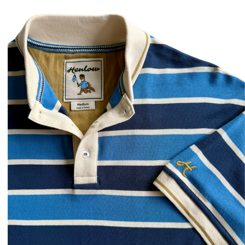 Sea Blue stripe golf Polo