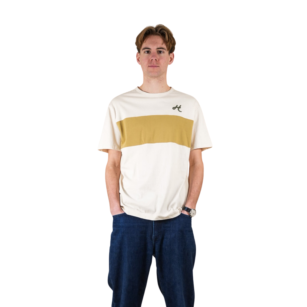 Cloud White and Barley stripe T-Shirt