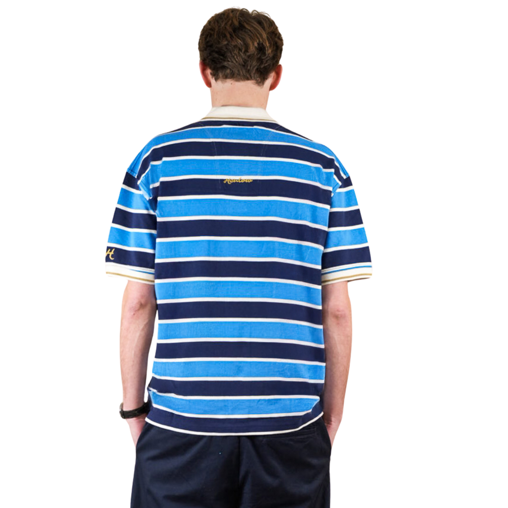 Sea Blue Stripe Golf Polo