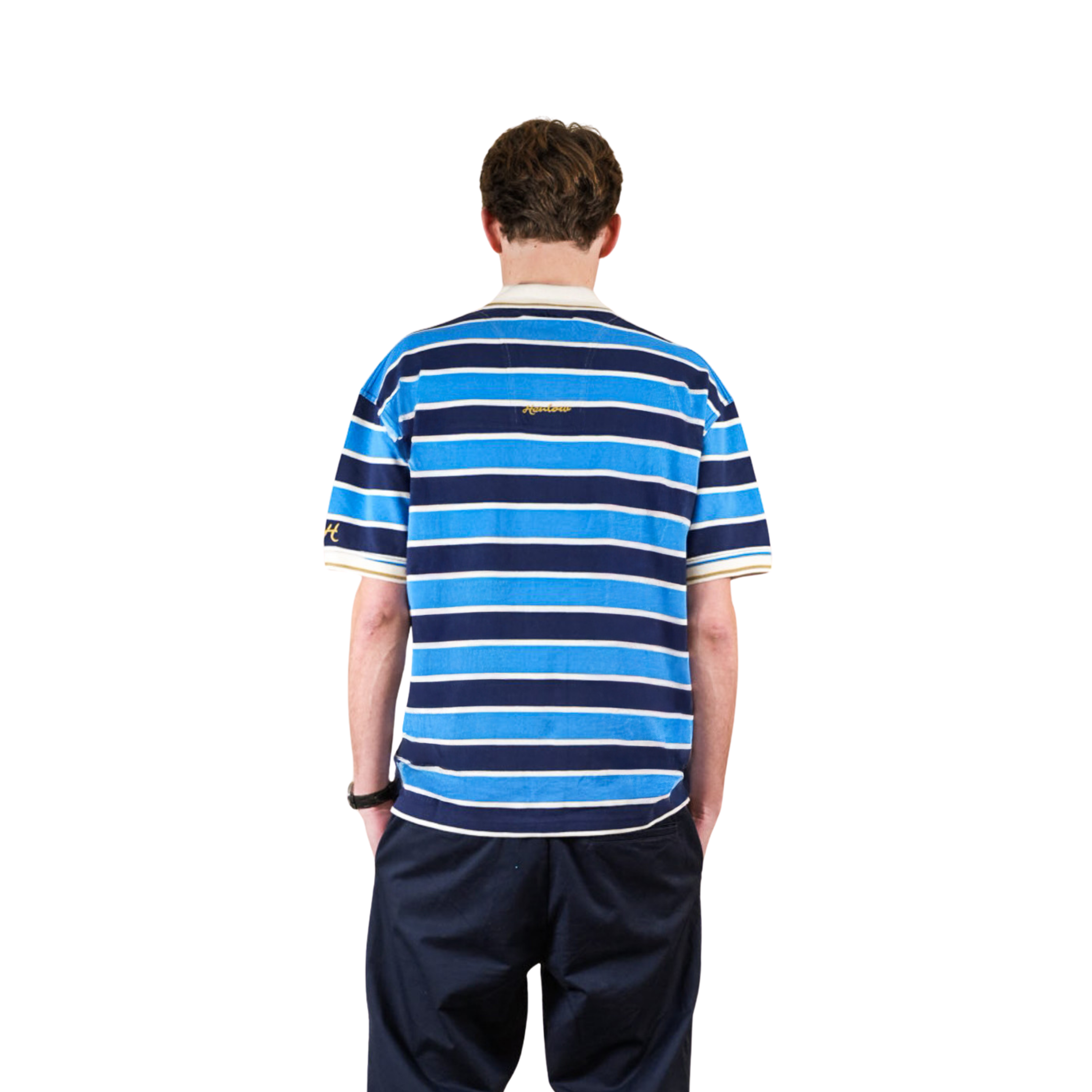 Sea Blue Stripe Golf Polo