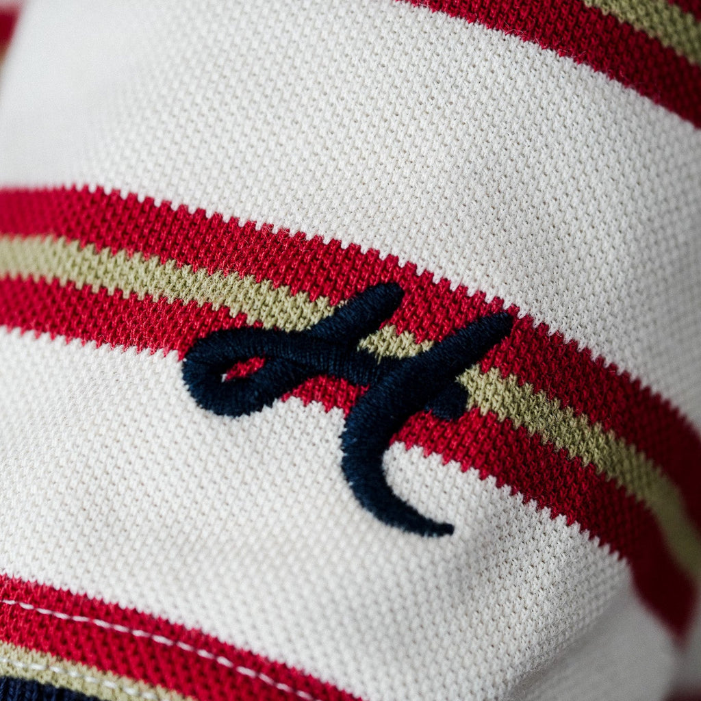 Red Stripe Long Sleeve Polo