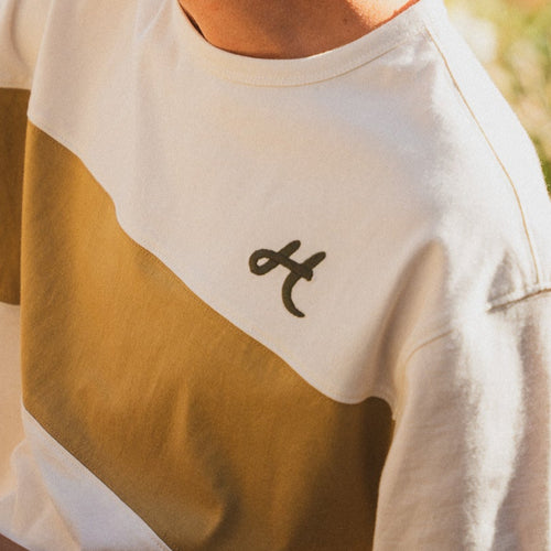 Cloud White and Barley stripe Running T-Shirt