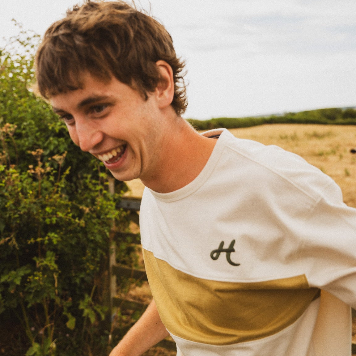 Cloud White and Barley stripe Running T-Shirt
