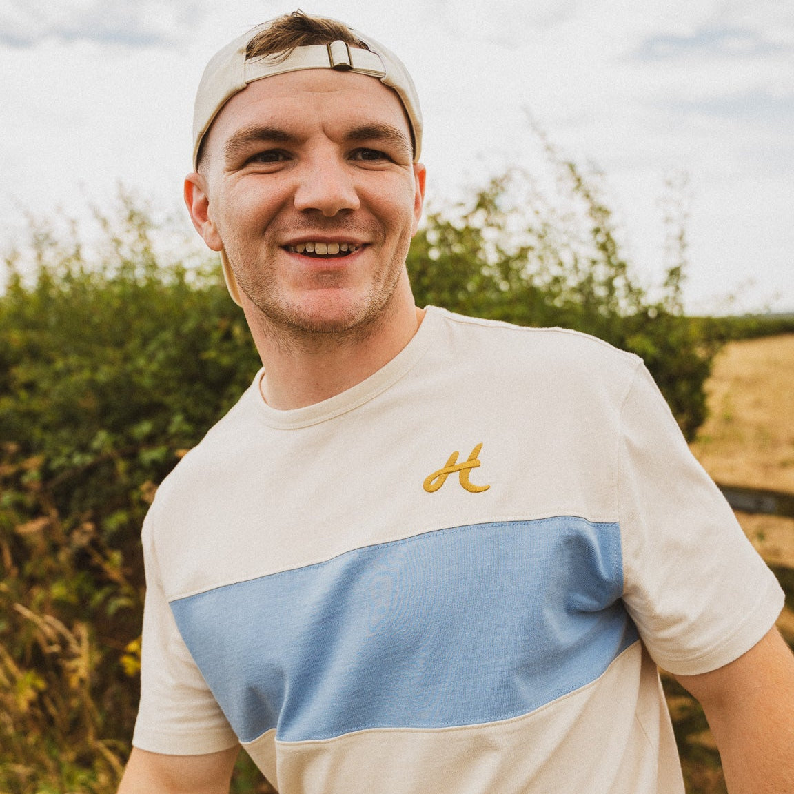 Cloud white and Sky Stripe Running T-Shirt