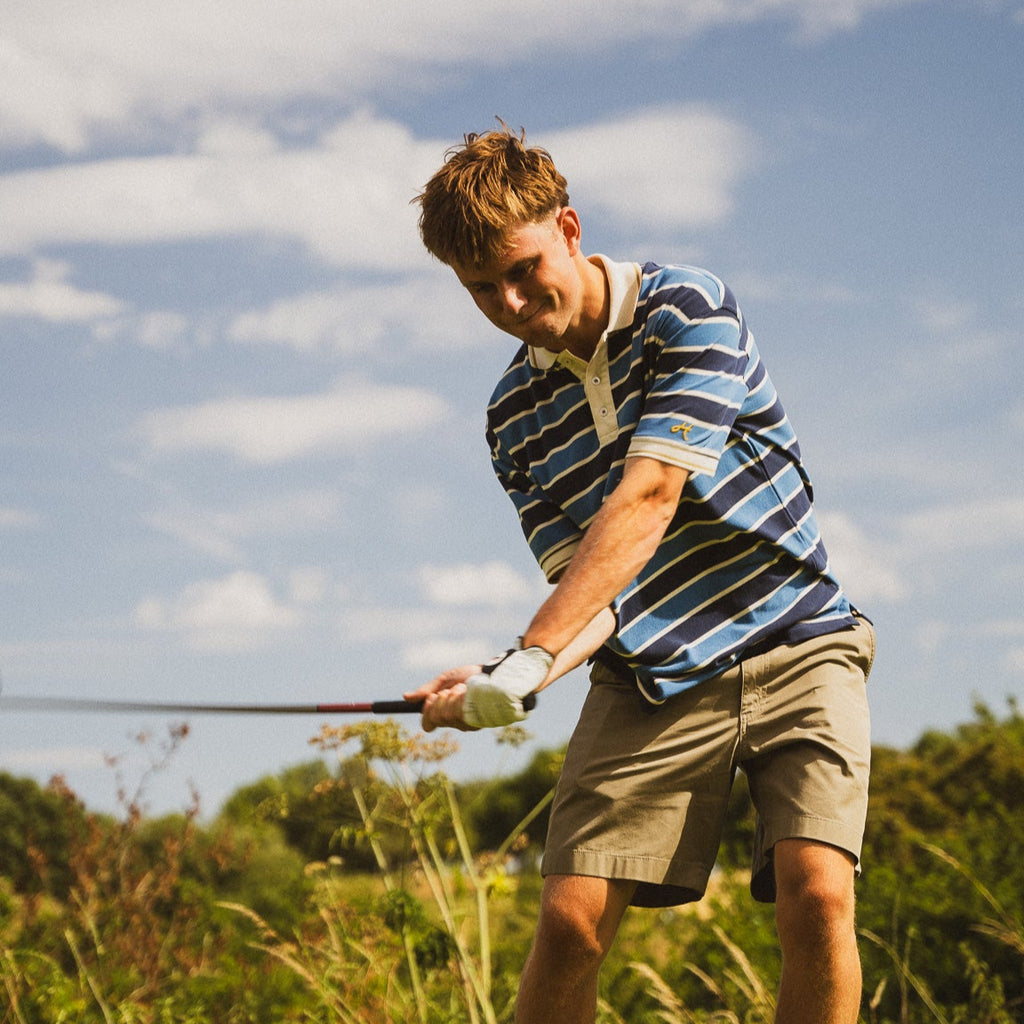 Sea Blue stripe golf Polo