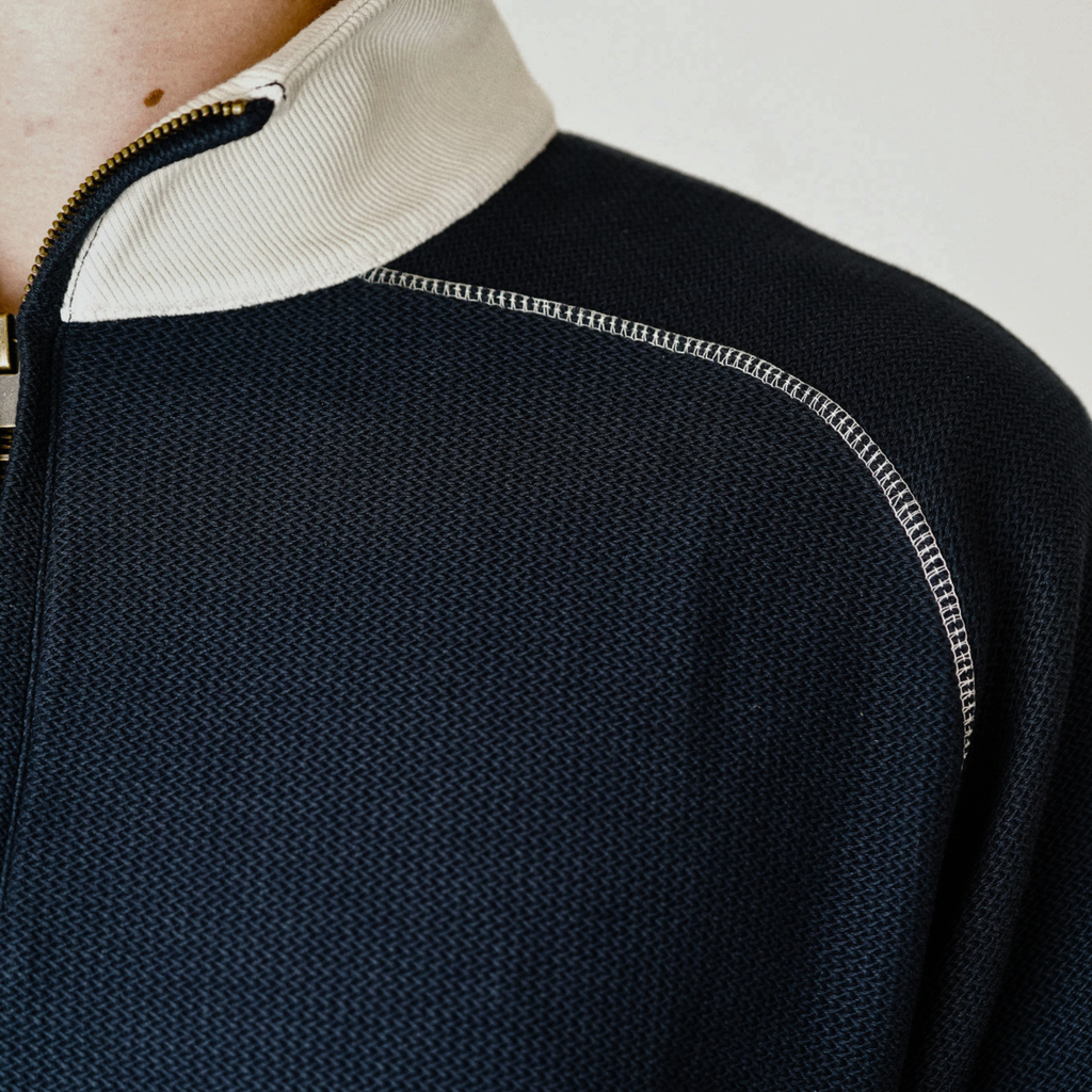 Navy Waffle Knit Quarter Zip