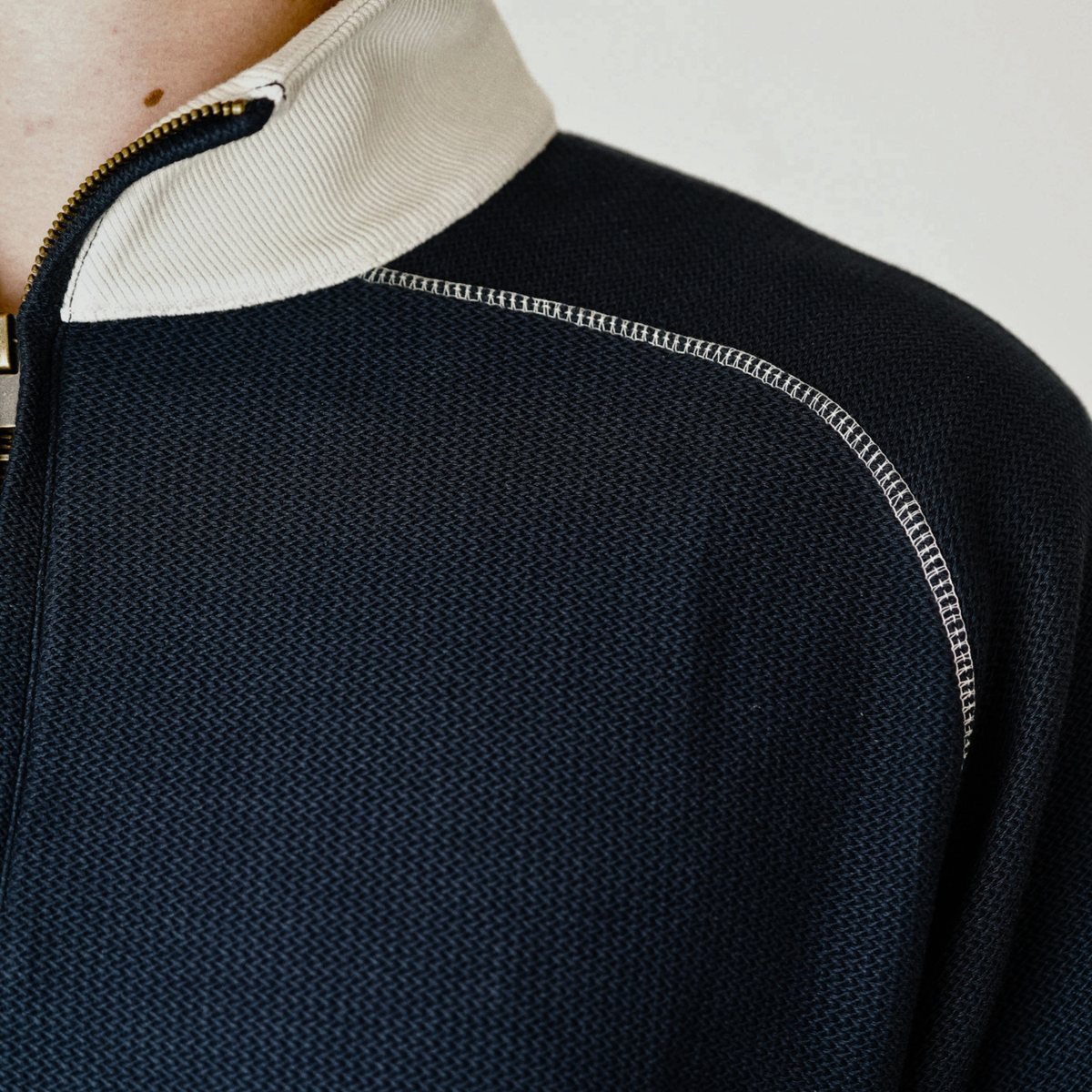 Navy Waffle Knit Quarter Zip